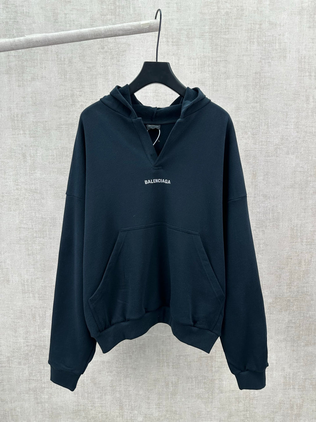 Embroidered Hoodie with Falling Shoulders