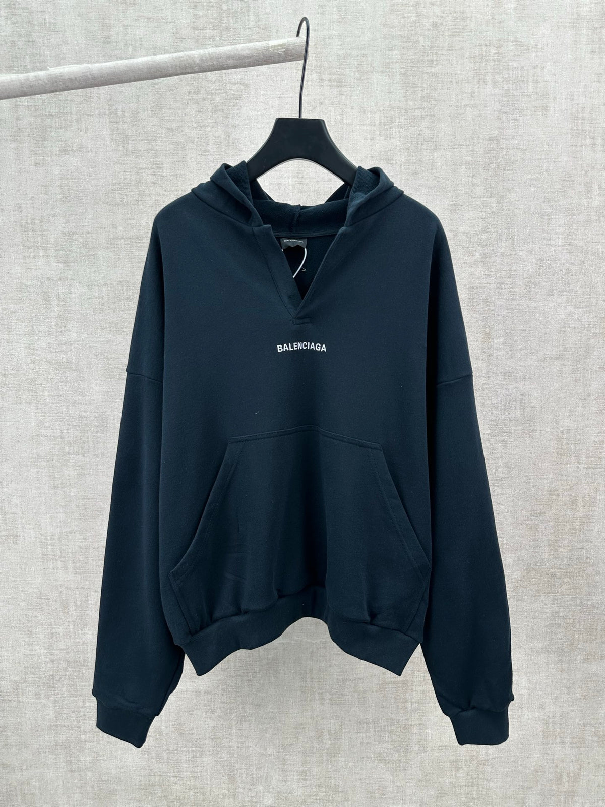 Embroidered Hoodie with Falling Shoulders