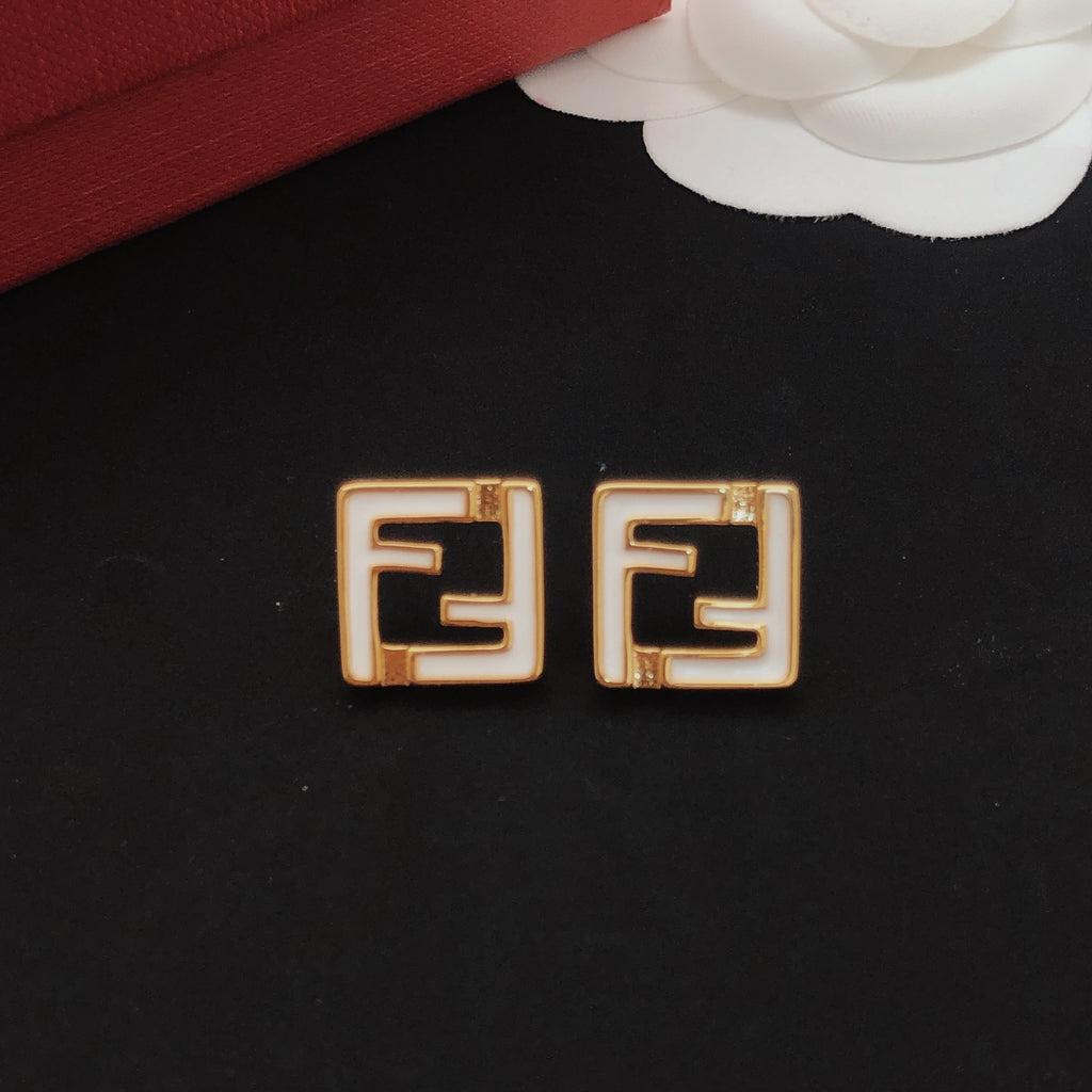 White square hollow earrings