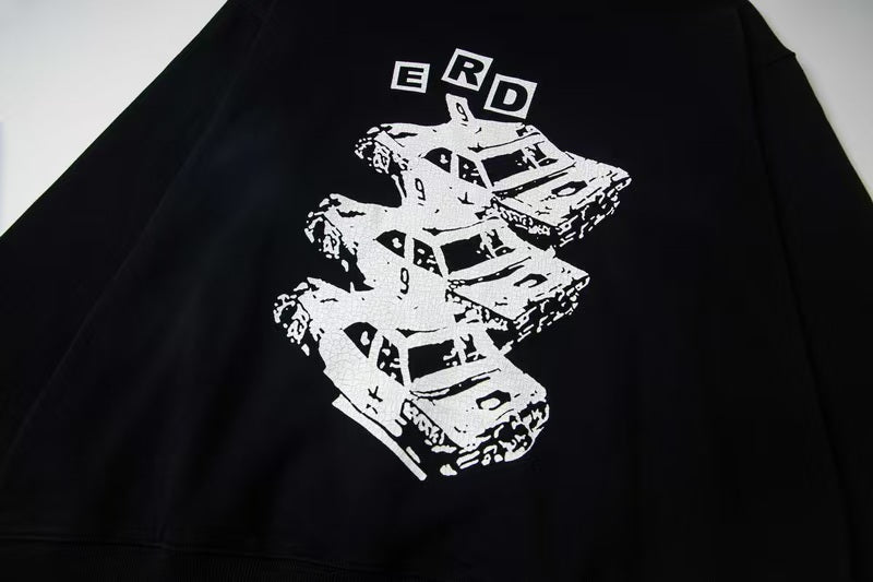 New cracked printed hooded sweatshirt