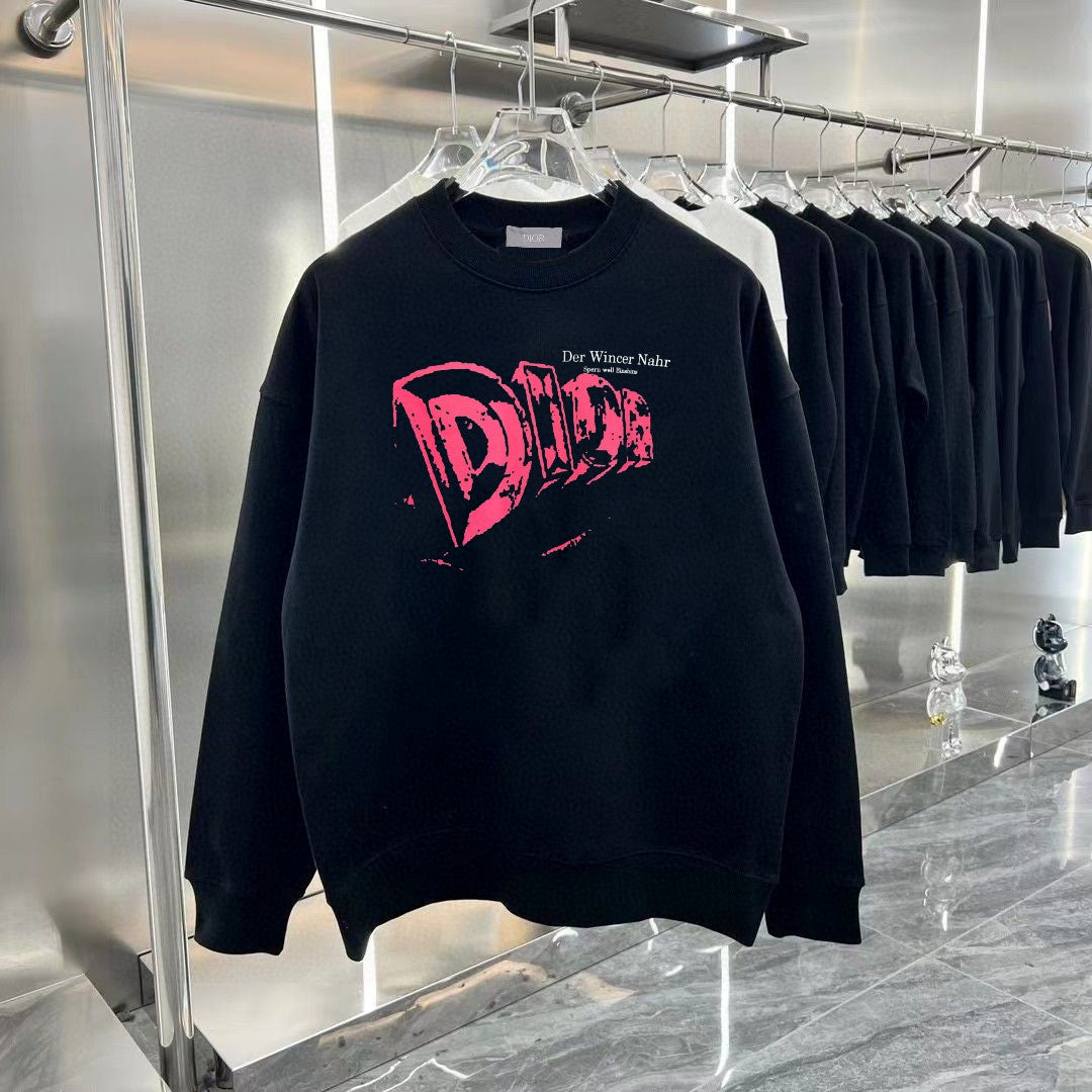 New printed letter couple style round neck pullover sports and leisure printed hoodie