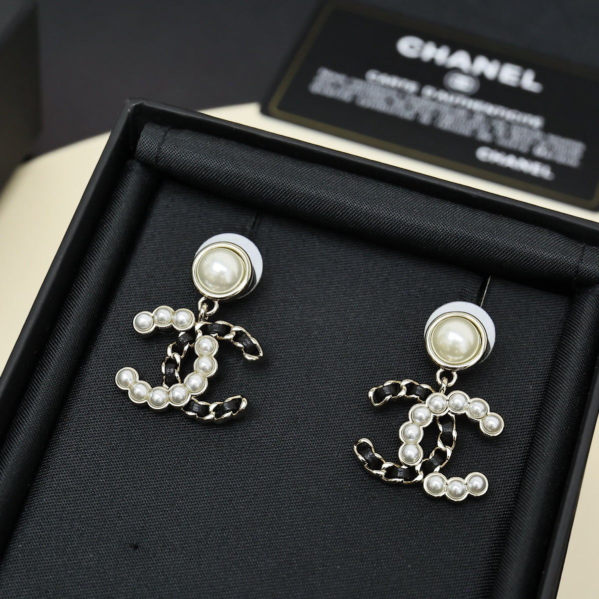 25K Pearl Double C Earrings