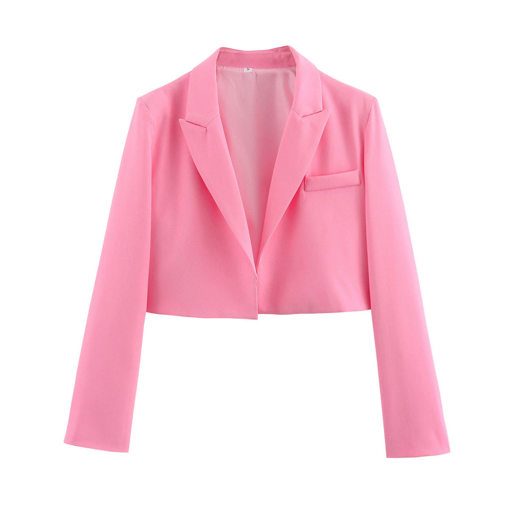 Lapel Buckle-free Short Slim Suit Jacket