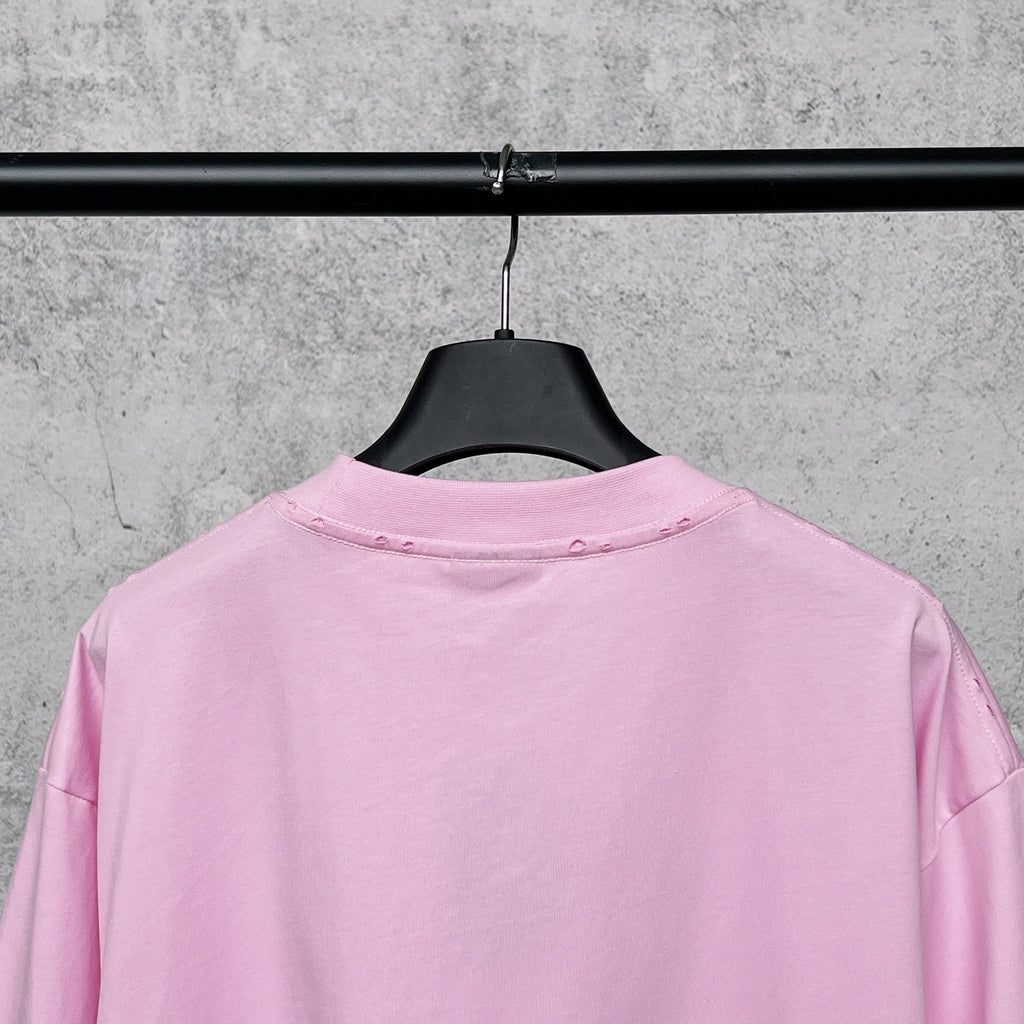 Imported direct spray printed short sleeved T-shirt