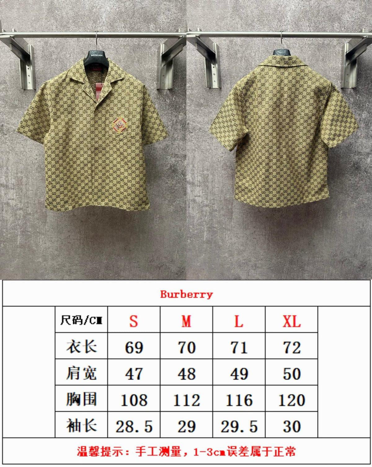 Spring and summer new equestrian embroidery square collar single breasted full printed LOGO short sleeved shirt