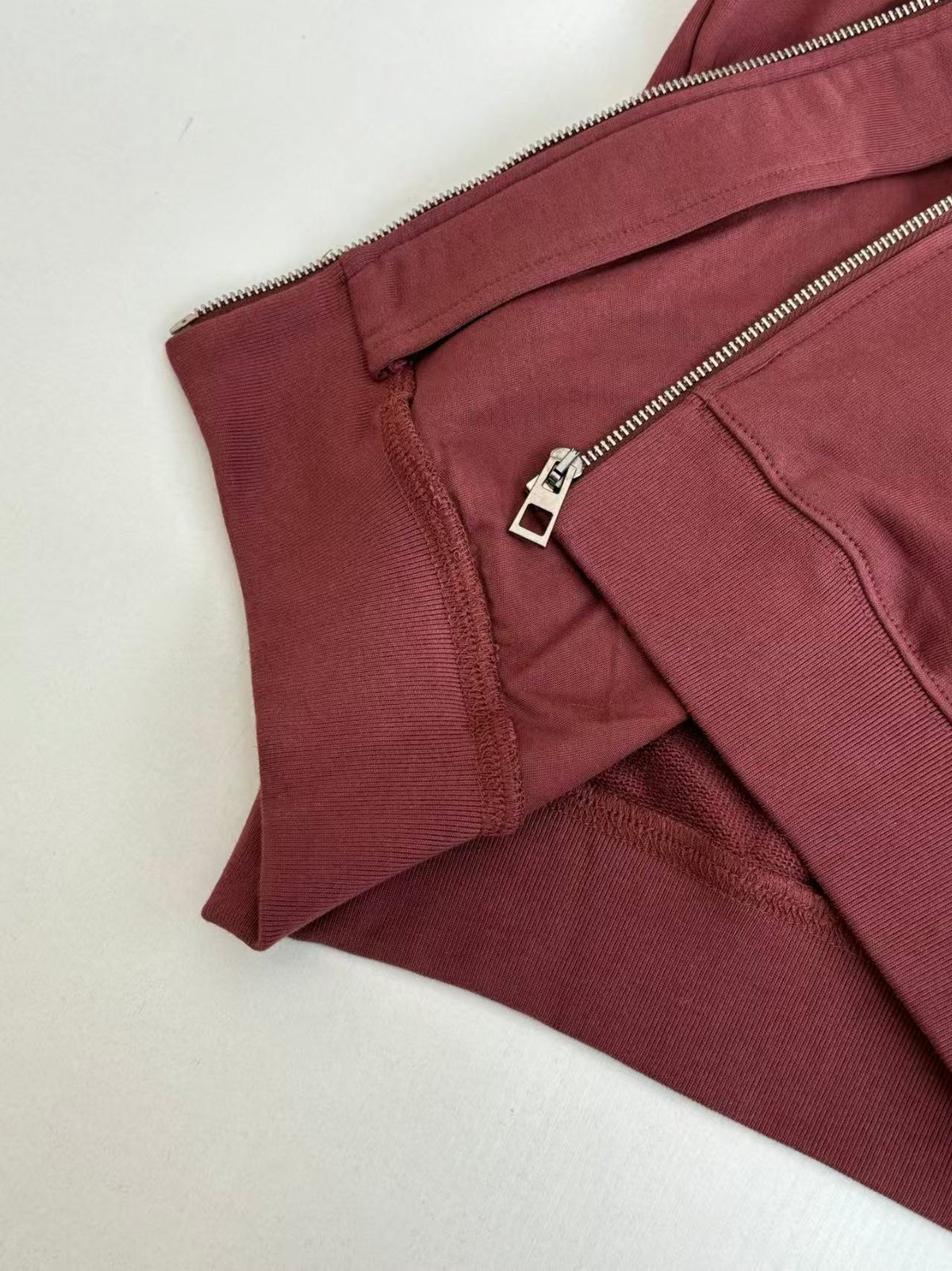Embroidered zipper hooded sweatshirt jacket
