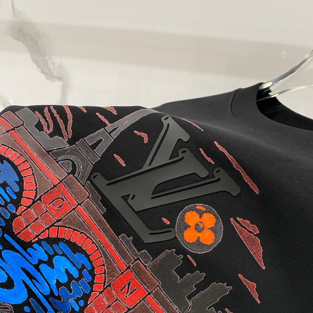 Landscape printed silicone letter T-shirt