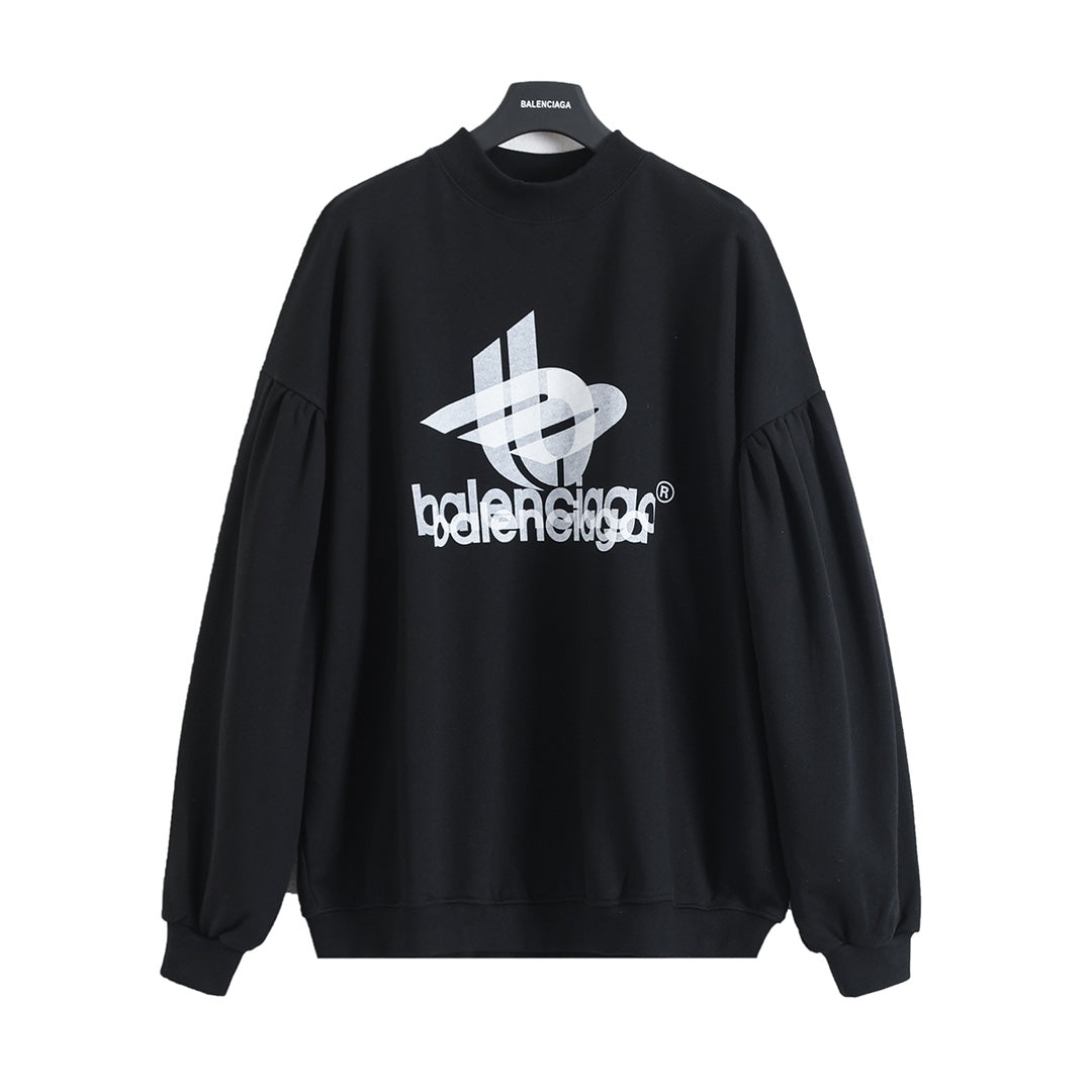 Phantom print bat sleeve round neck hoodie