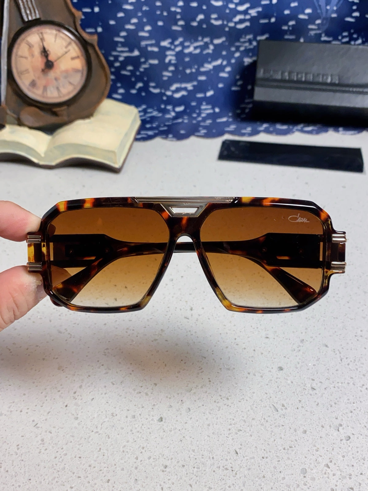 Steampunk retro square frame double beam sunglasses