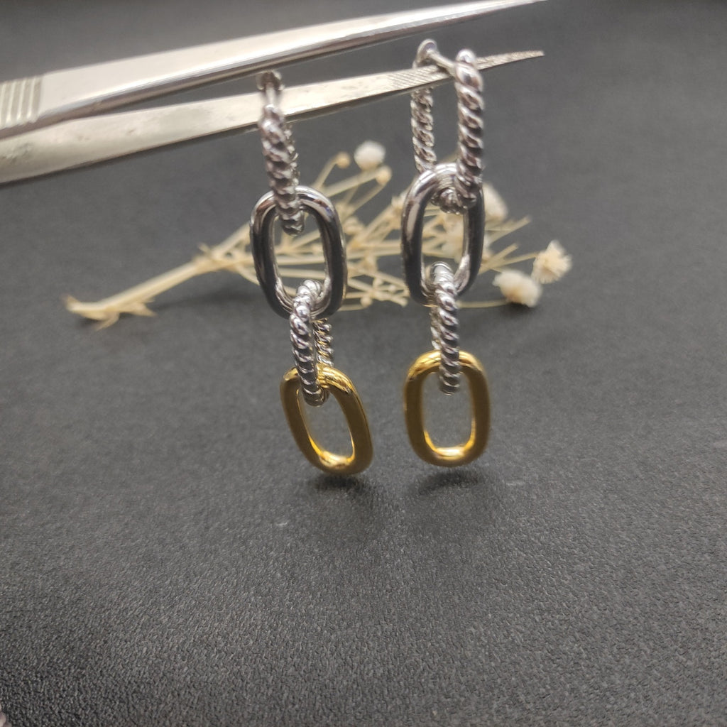 Color coded button buckle earrings