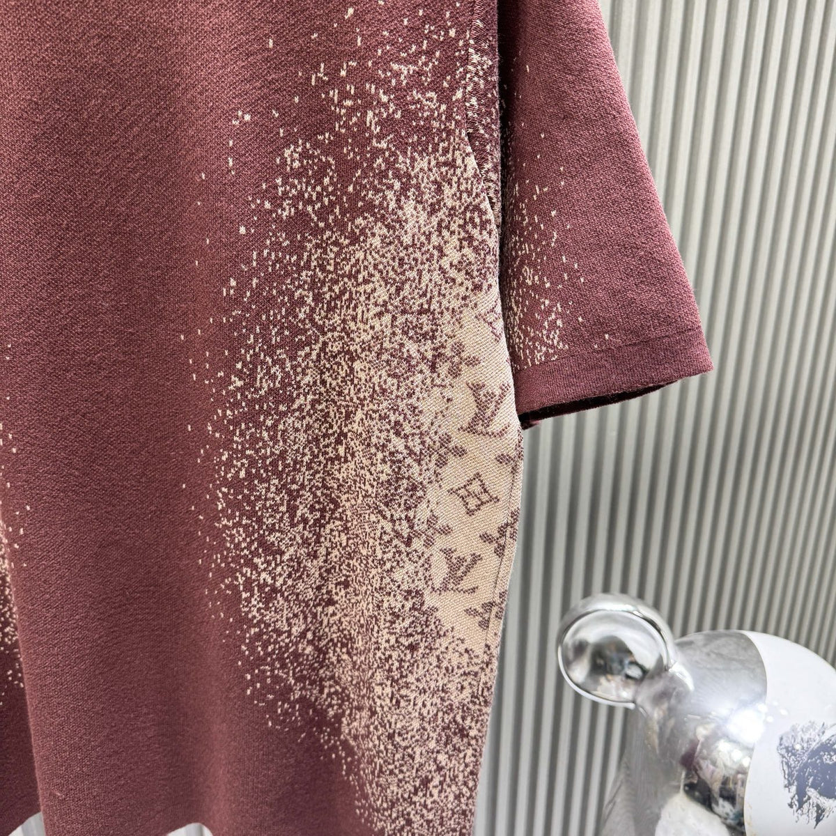Letter dark jacquard gradient knitted shirt short sleeved