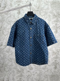 Spring and summer new collar jacquard short sleeved shirt