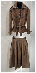 C 25 new styles featuring a lapel dress with beaded hem and skirt set