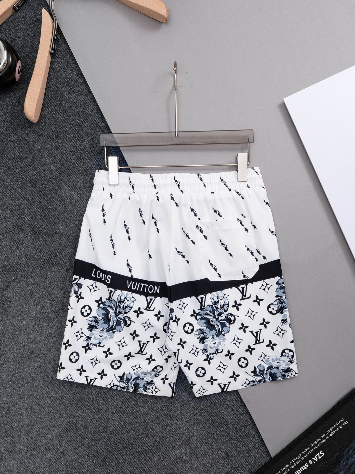 Straight striped spliced beach shorts