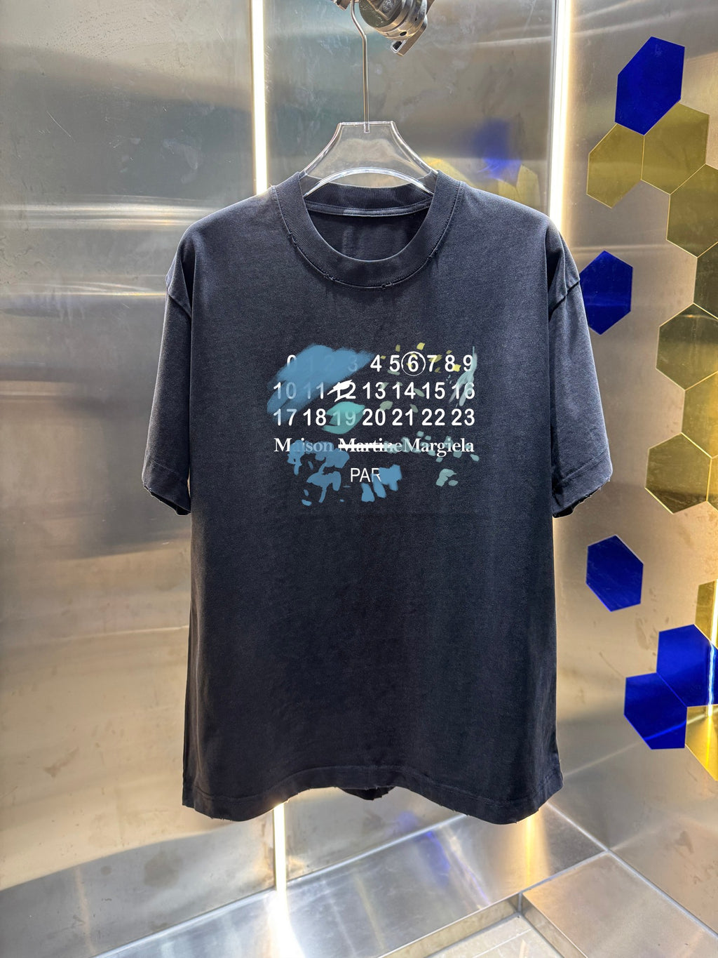 Wash and grind 320g round neck short sleeved T-shirt