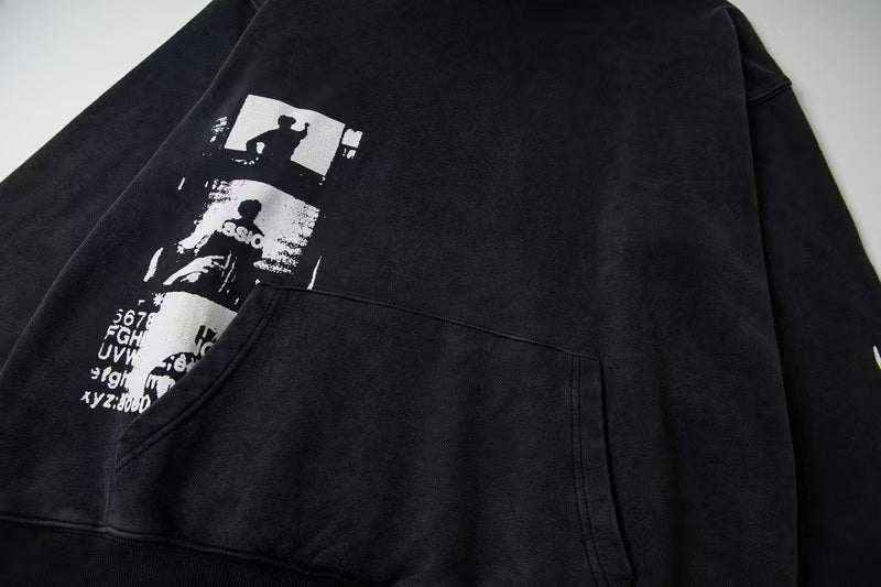 New illustration printed hooded sweatshirt