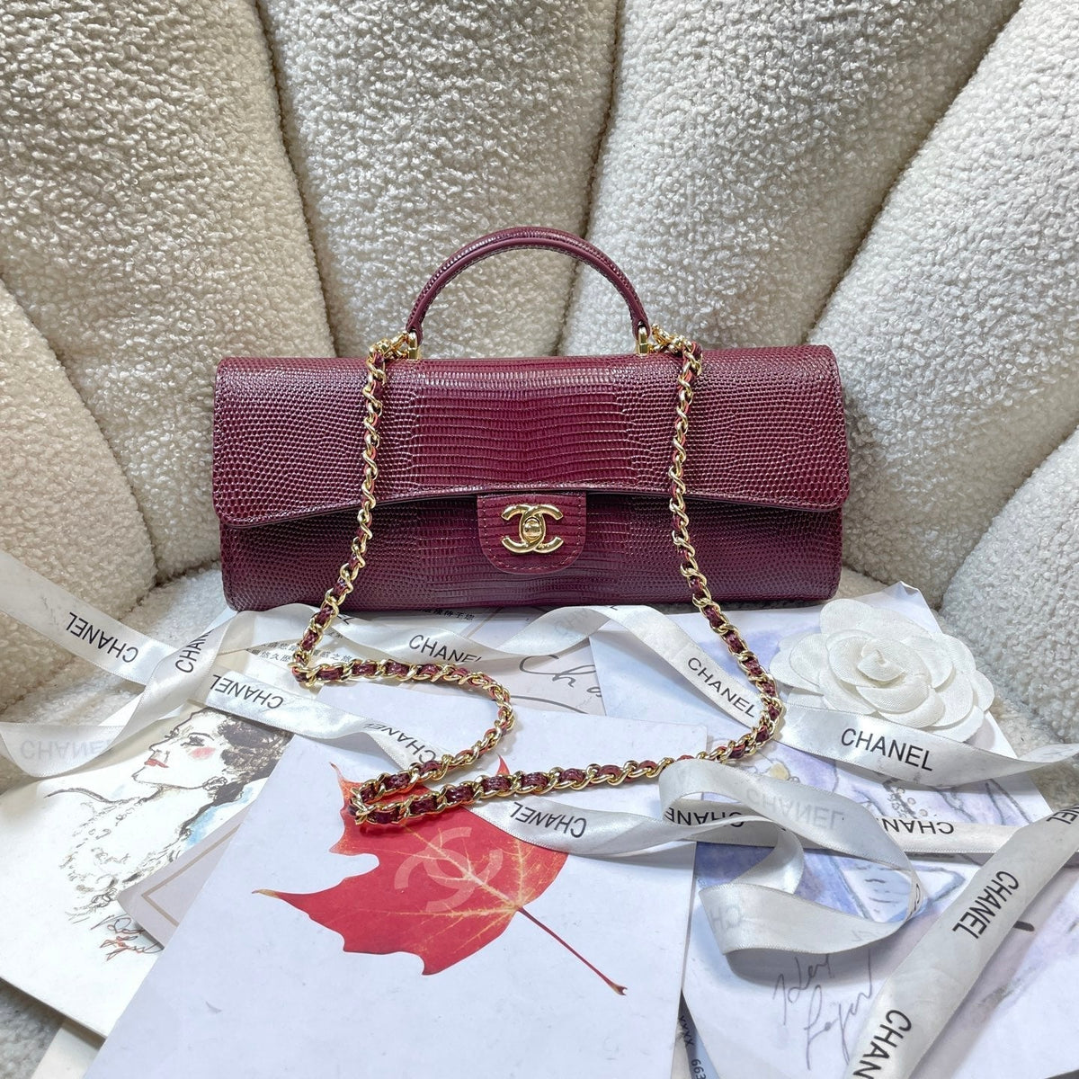 2026 Lizard-Embossed Top Handle Bag 25cm Leather