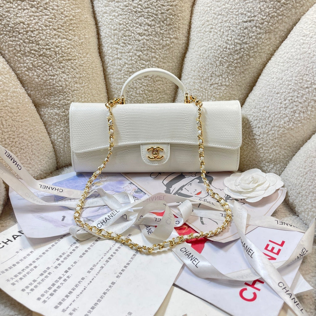 2026 Lizard-Embossed Top Handle Bag 25cm Leather