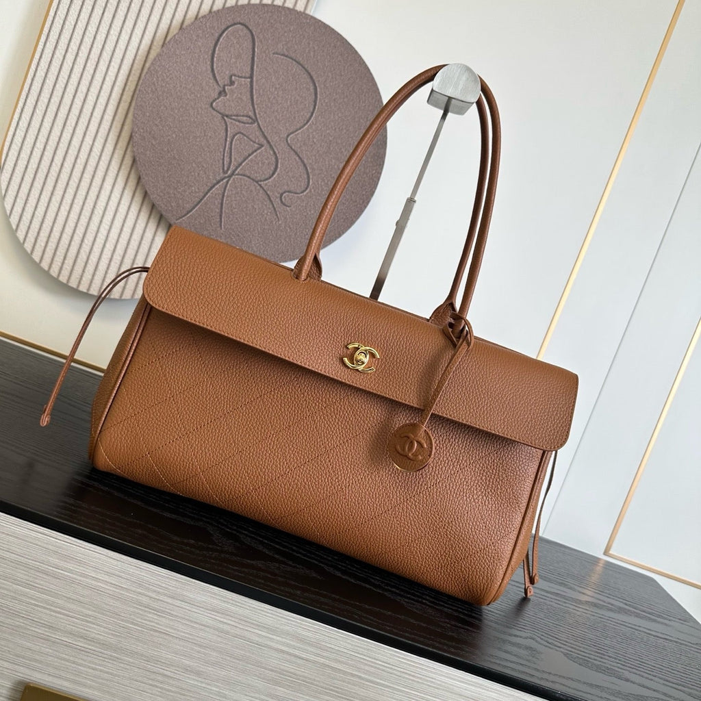 2026 Shopping Bag 38cm Burgundy And Brown Calfskin