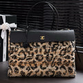 2026 Leopard Print Baguette Bag Tweed Leather