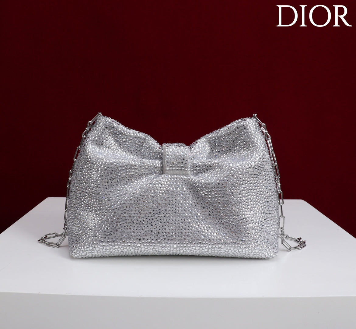 2026 Strass Embellished Bow Bag Leather 160744