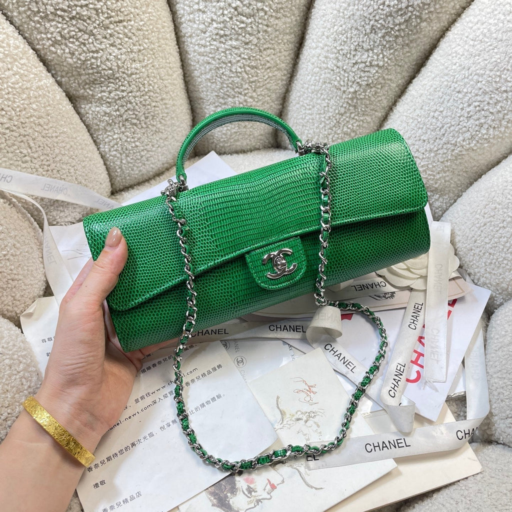 2026 Lizard-Embossed Top Handle Bag 25cm Leather