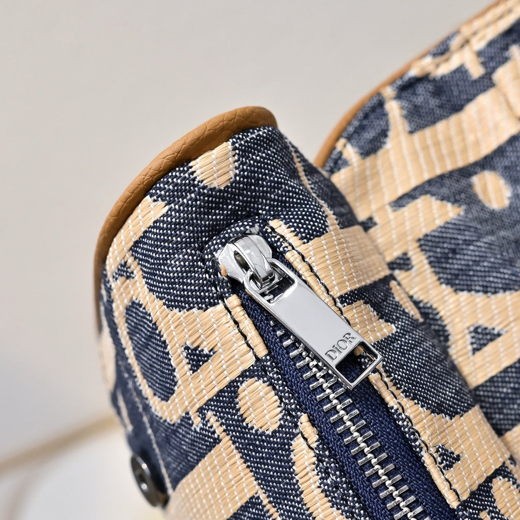 2026 Saddle Oblique Bag 28.6cm Blue Brown Denim Calfskin