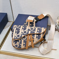 2026 Saddle Oblique Bag 28.6cm Blue Brown Denim Calfskin
