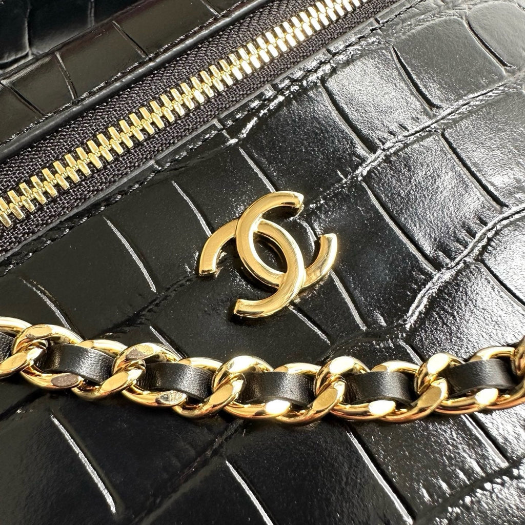 2026 Crocodile Embossed Vanity Bag 19.5cm Leather