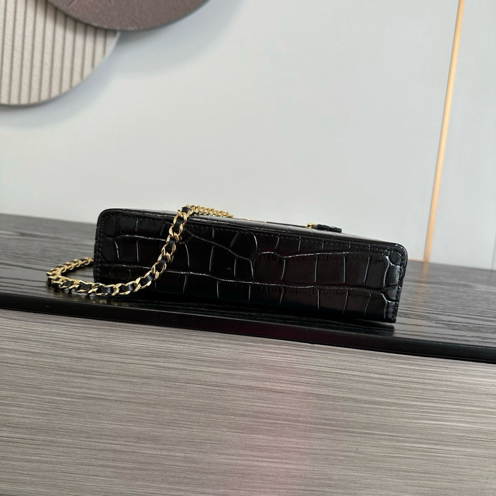 2026 Crocodile Embossed Vanity Bag 19.5cm Leather