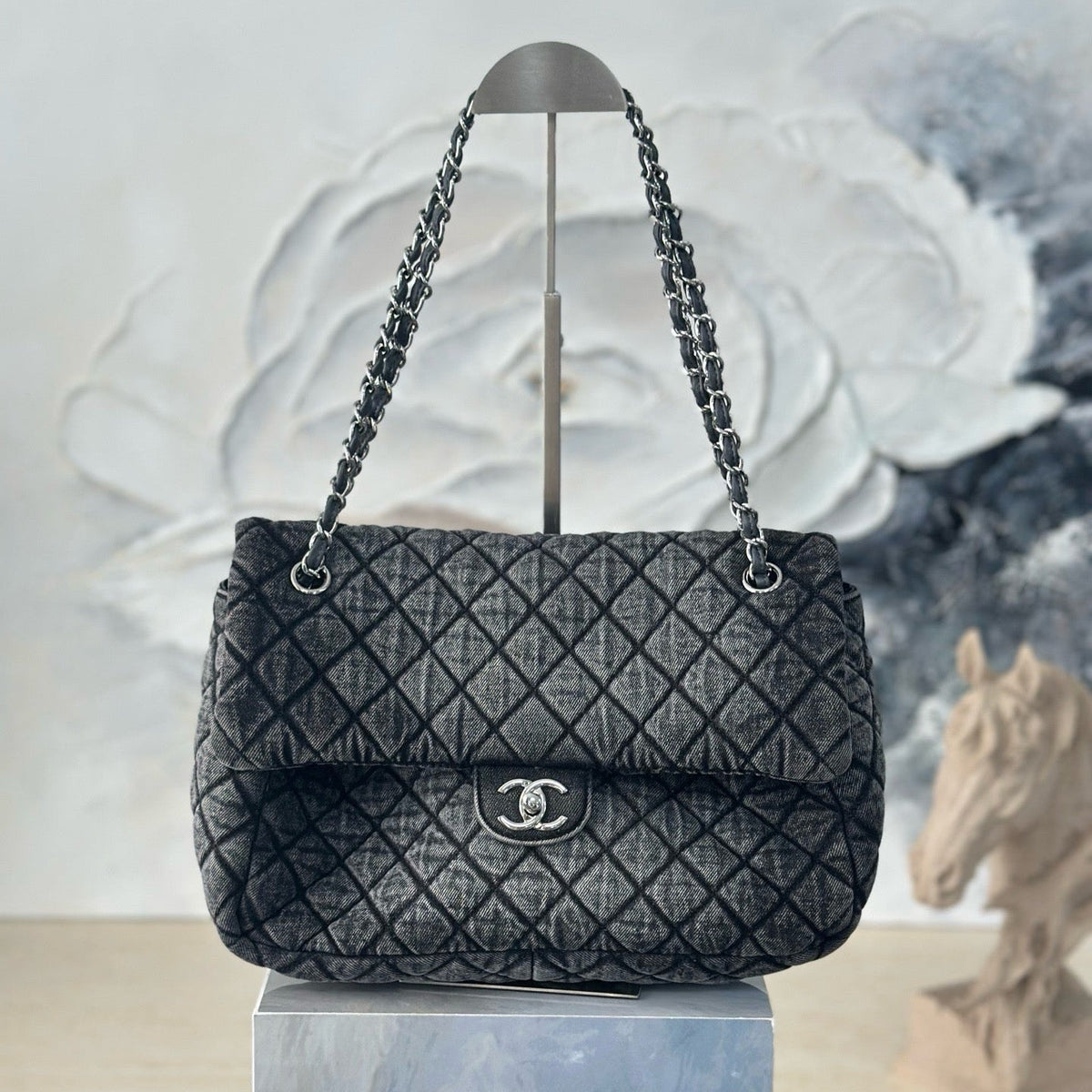 2026 Quilted Denimpressions Flap Bag Denim Leather