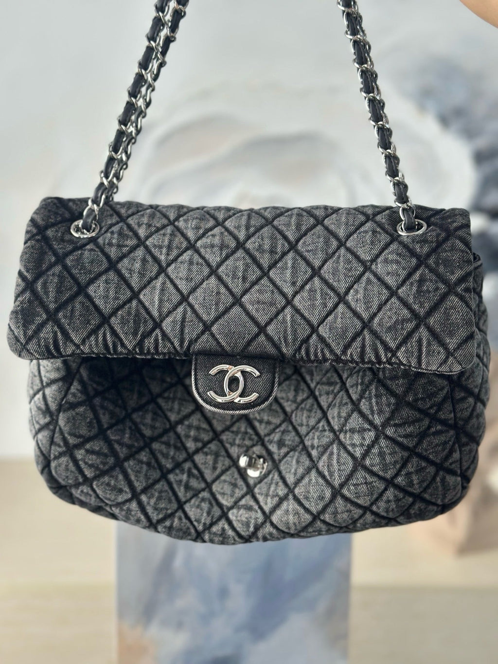 2026 Quilted Denimpressions Flap Bag Denim Leather