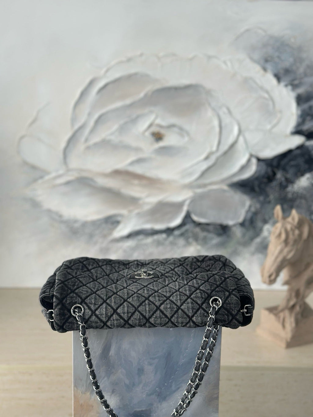 2026 Quilted Denimpressions Flap Bag Denim Leather