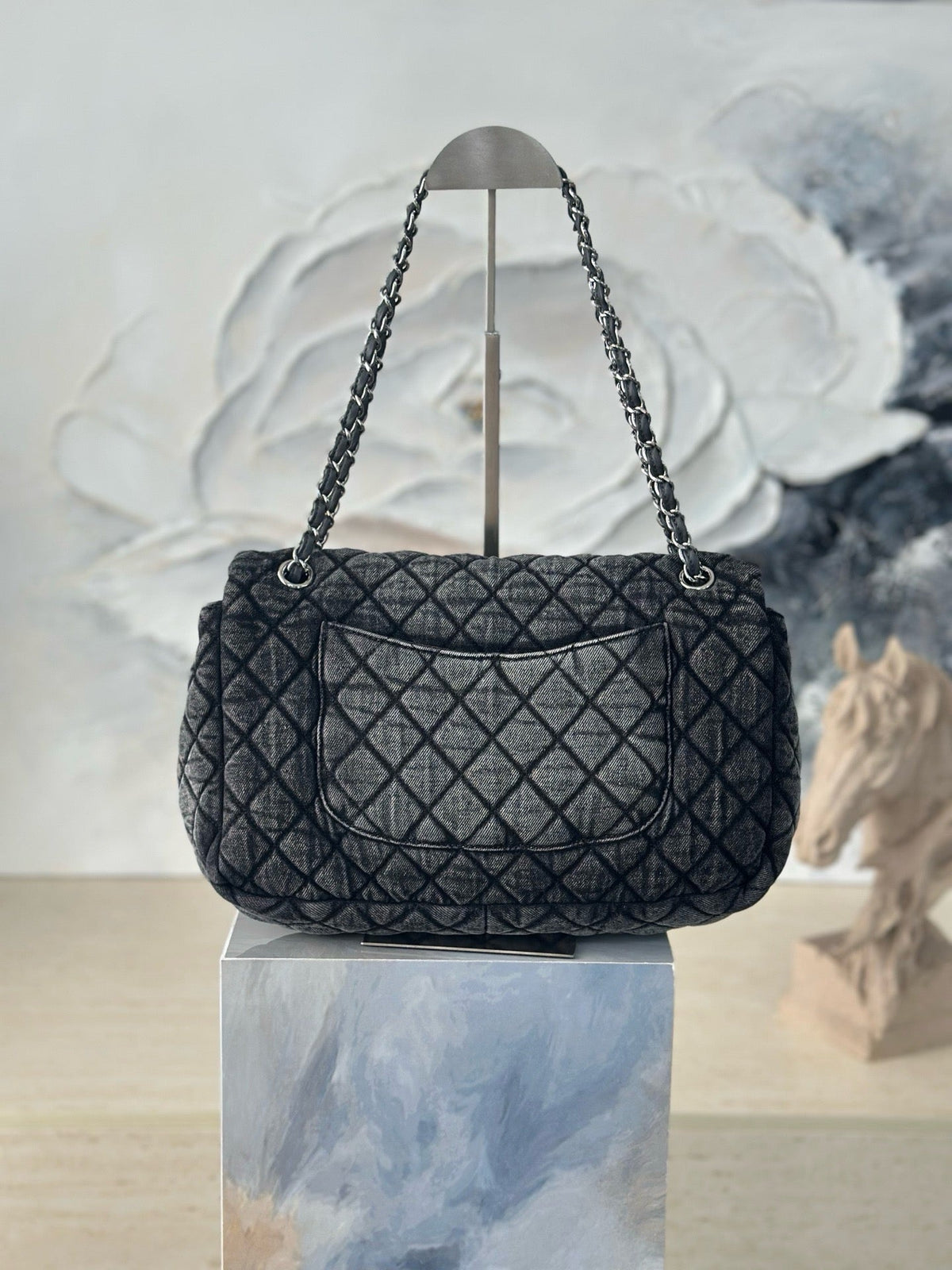 2026 Quilted Denimpressions Flap Bag Denim Leather