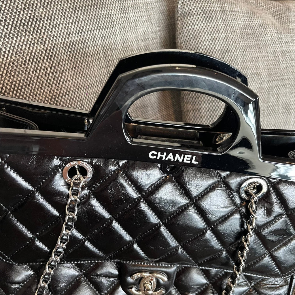 2026 CC Delivery Tote Bag 30cm Black Glossy Calfskin