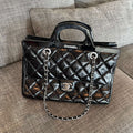 2026 CC Delivery Tote Bag 30cm Black Glossy Calfskin