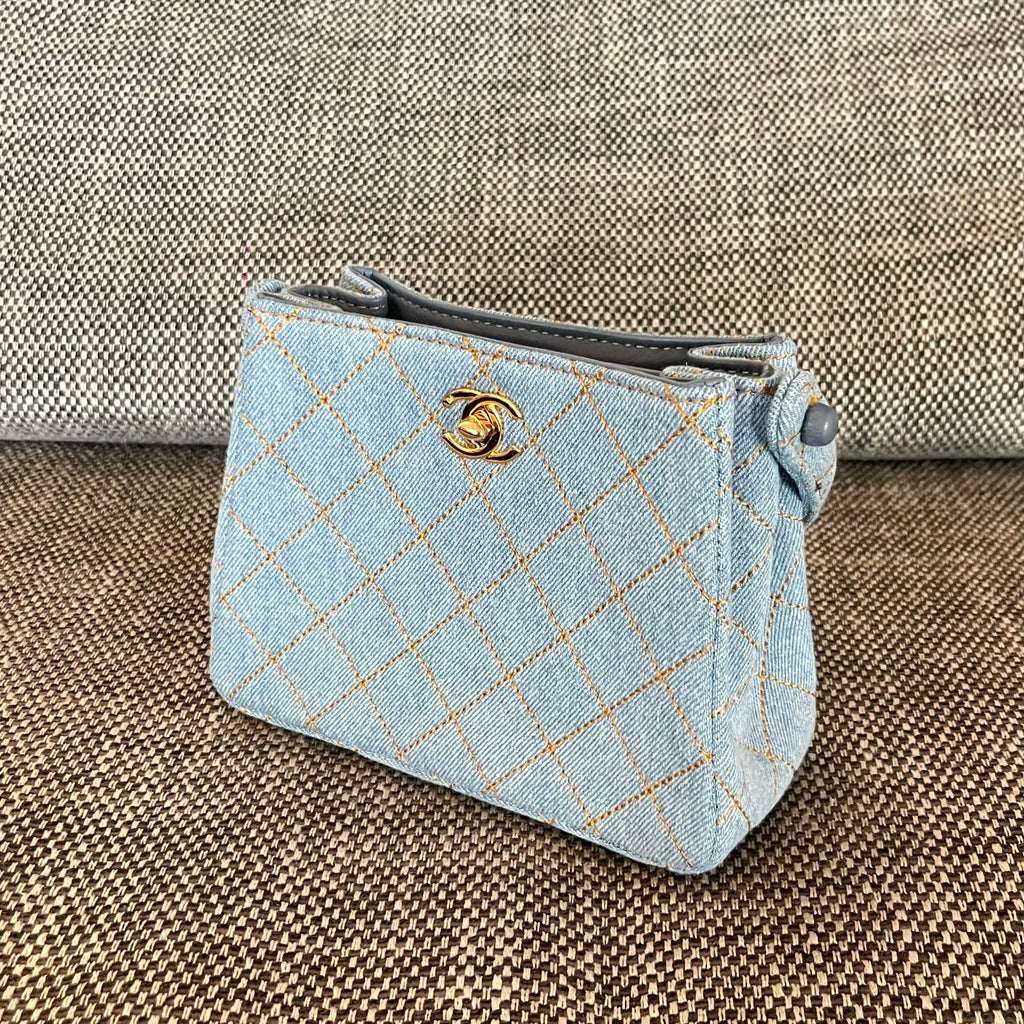 2026 Vintage Matelasse Mini Bag 18cm Denim Leather
