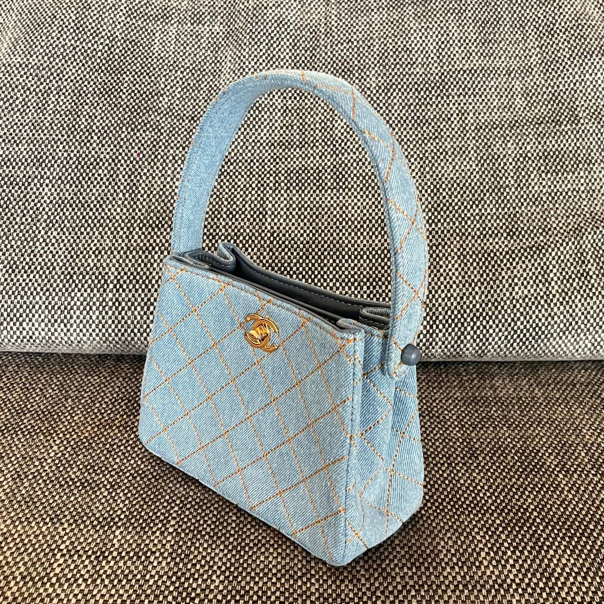 2026 Vintage Matelasse Mini Bag 18cm Denim Leather