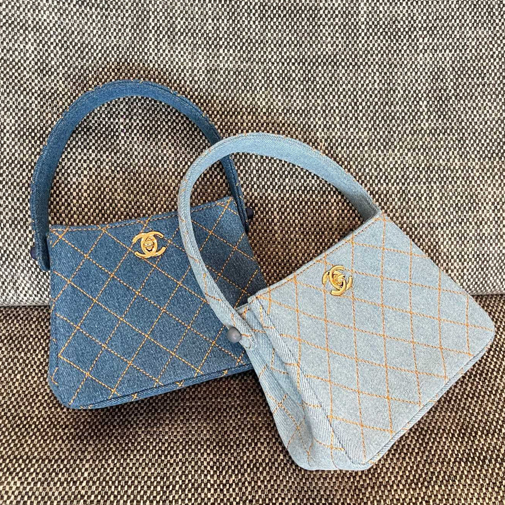 2026 Vintage Matelasse Mini Bag 18cm Denim Leather