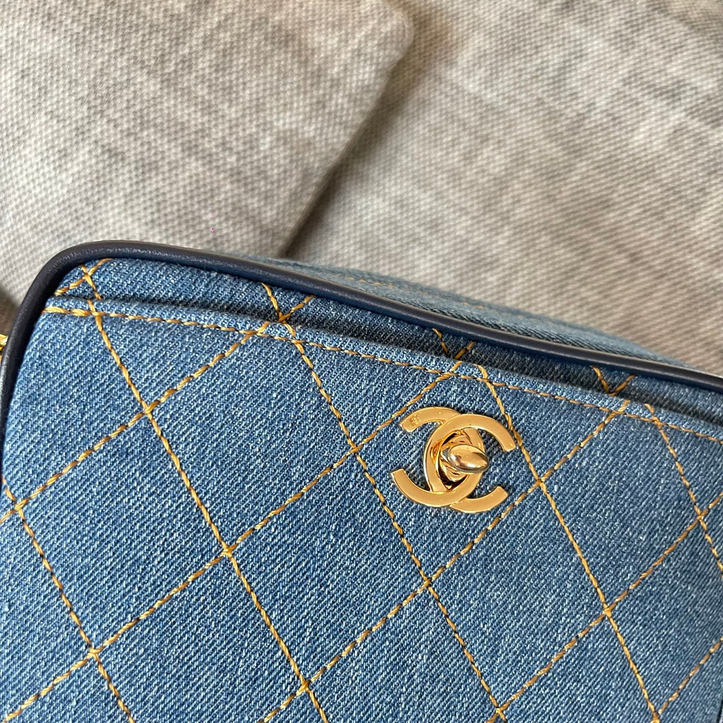 2026 Camera Bag 17.5cm Blue Denim Leather