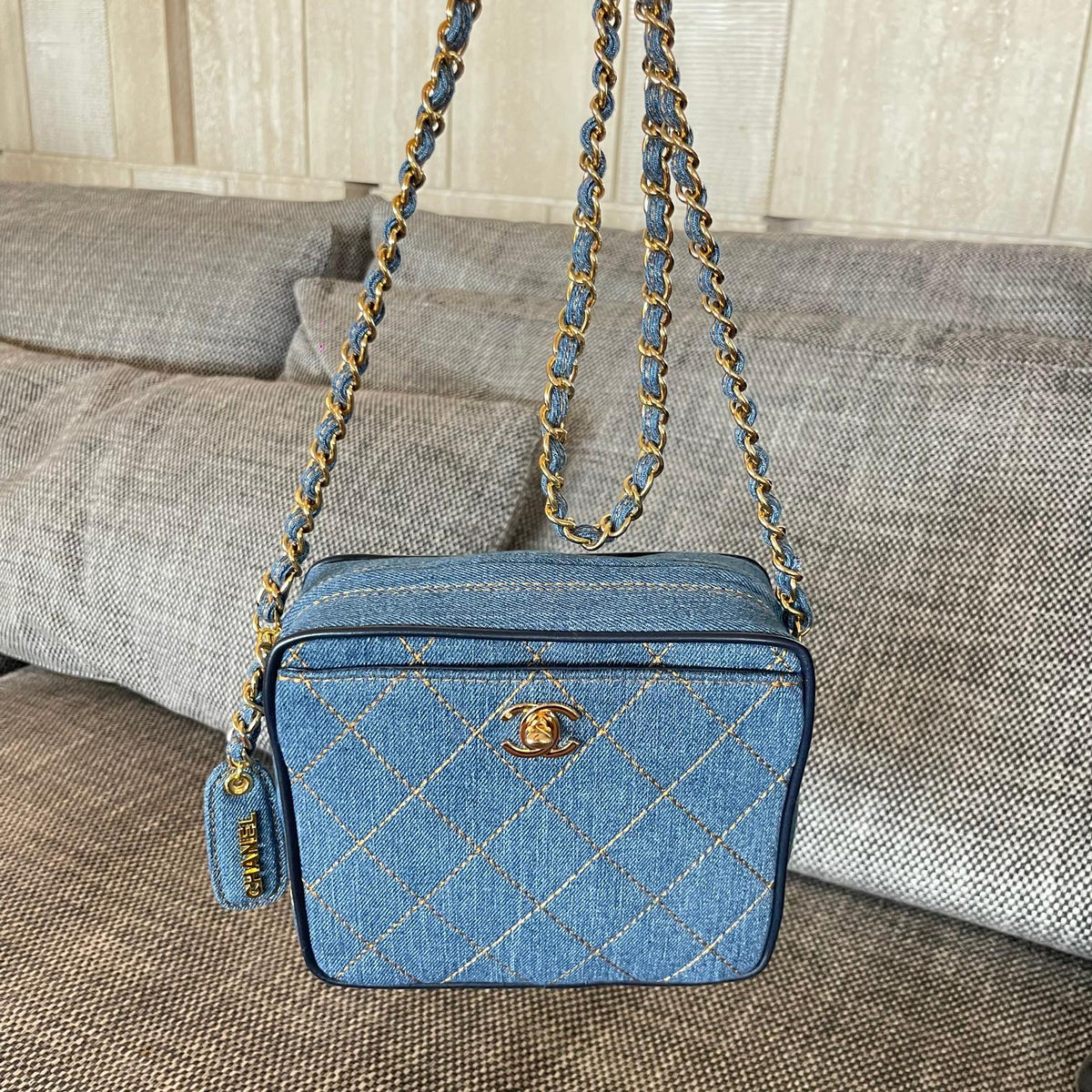 2026 Camera Bag 17.5cm Blue Denim Leather