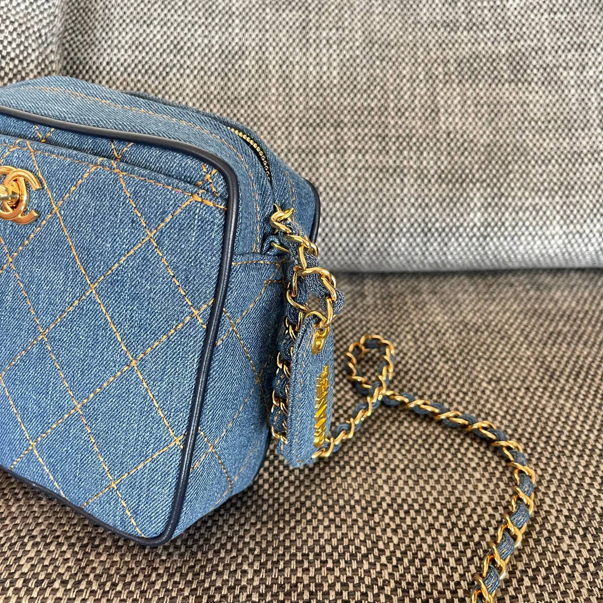 2026 Camera Bag 17.5cm Blue Denim Leather