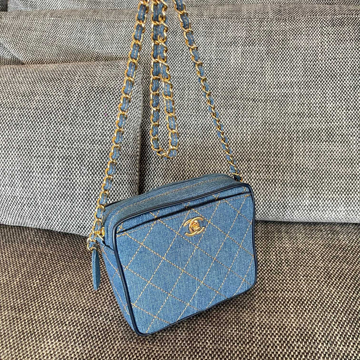2026 Camera Bag 17.5cm Blue Denim Leather
