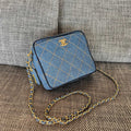 2026 Camera Bag 17.5cm Blue Denim Leather