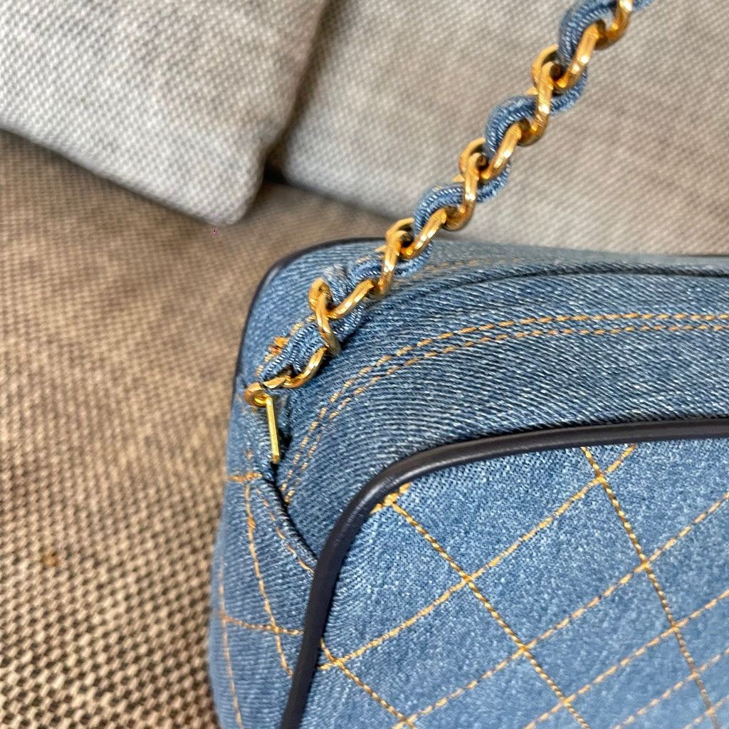 2026 Camera Bag 17.5cm Blue Denim Leather