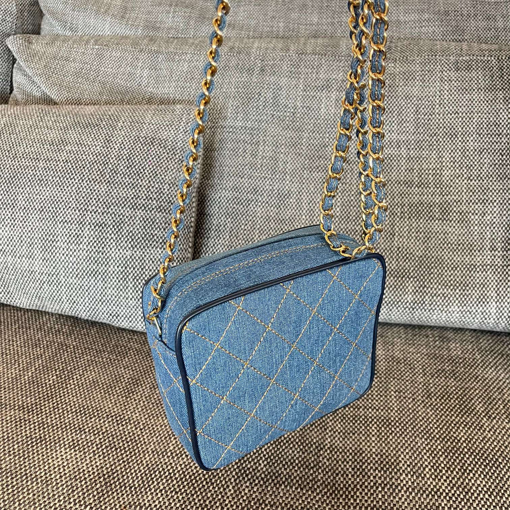 2026 Camera Bag 17.5cm Blue Denim Leather