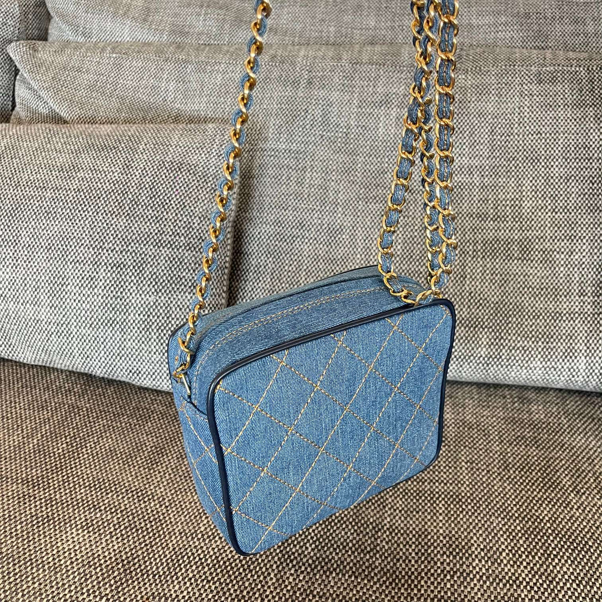 2026 Camera Bag 17.5cm Blue Denim Leather