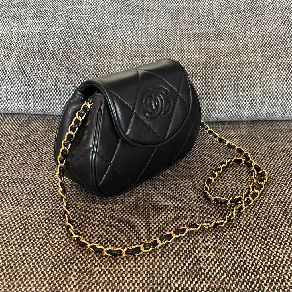 2026 Matelasse Coco Mark Bag 22cm Black Lambskin