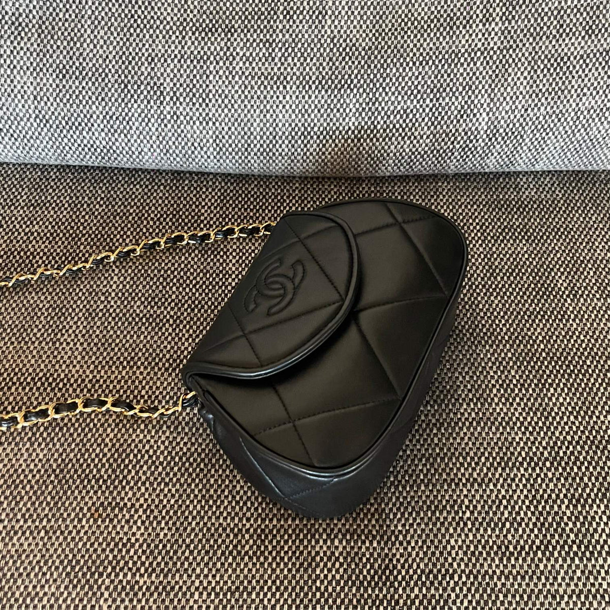 2026 Matelasse Coco Mark Bag 22cm Black Lambskin