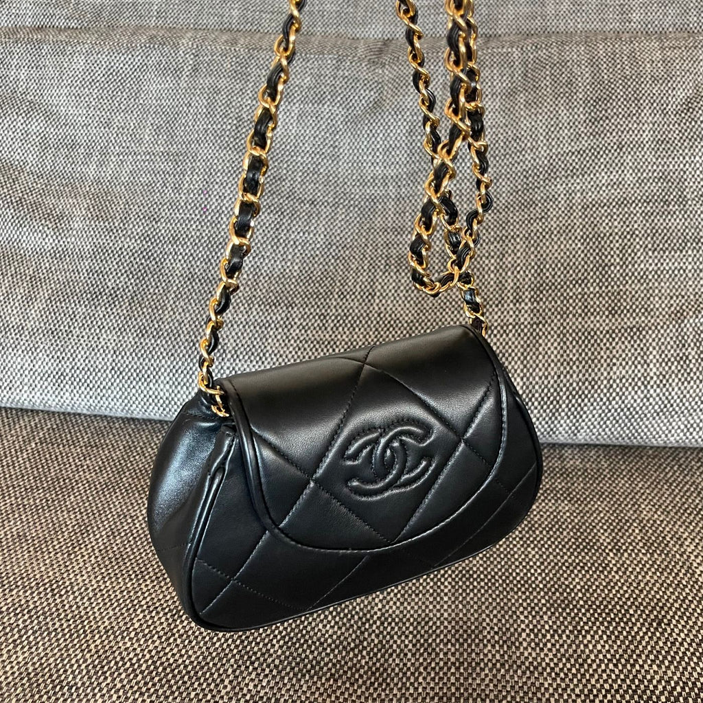 2026 Matelasse Coco Mark Bag 22cm Black Lambskin